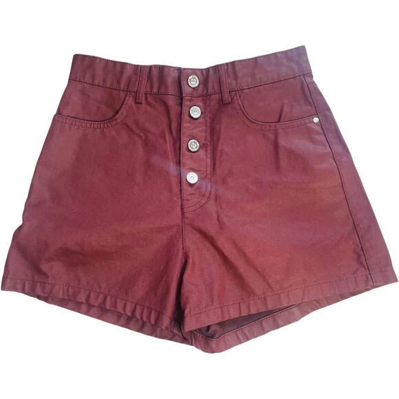 Zara | Burgundy Mom Fit High Waisted Shorts Size 4 | EUC - Picture 3 of 13